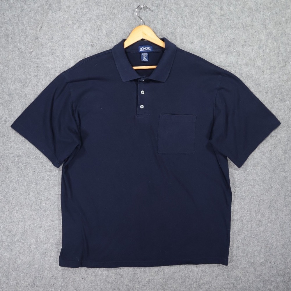 Honors Polo Shirt Mens XL Navy Blue Excellent Short Sleeve Pocket Solid